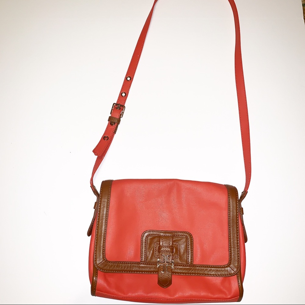 Tory Burch Coral & Brown Crossbody